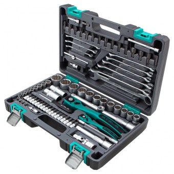Набор инструментов 1/2", 1/4" 12 гранные головки 82 предмета Stels