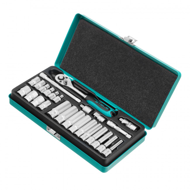 Набор торцевых головок с трещоткой 1/4" 26 предметов Stels Набор торцевых головок с трещоткой 1/4" 26 предметов Stels