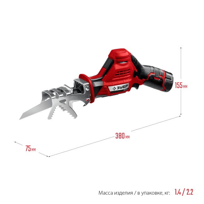 Пила сабельная СПЛ-125-22 ЗУБР 2 АКБ