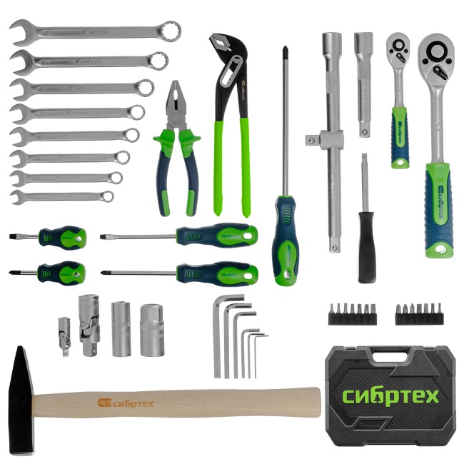 Набор инструментов 1/2", 1/4" 76 предметов Сибртех