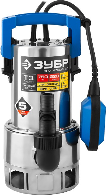 Дренажный насос для грязной воды Профессионал НПГ-Т3-750-С ЗУБР 750 Вт