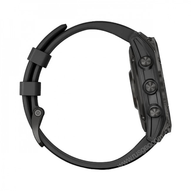 Часы Garmin Fenix 7 Sapphire Solar титановый серый DLC с черным ремешком