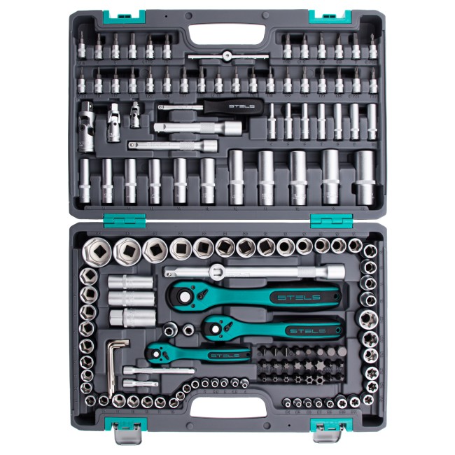 Набор инструментов 1/4", 3/8", 1/2", Cr-V 151 предмет Stels